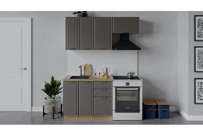 Кухонный гарнитур «Белладжио» длиной 160 (100) см Дуб Крафт золотой, Софт капучино