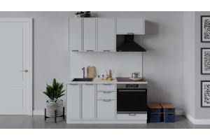 Кухонный гарнитур Белладжио длиной 160 см со шкафом НБ Белый, Фон белый