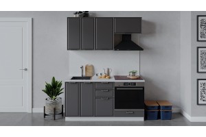Кухонный гарнитур Белладжио длиной 160 см со шкафом НБ Белый, Софт графит