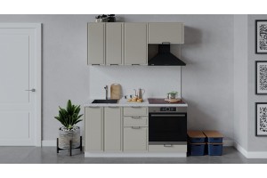 Кухонный гарнитур Белладжио длиной 160 см со шкафом НБ Белый, Софт панакота