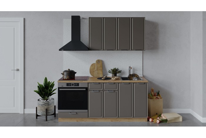 Кухонный гарнитур «Белладжио» длиной 180 см со шкафом НБ Дуб Крафт золотой, Софт капучино