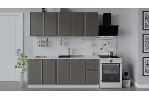 Кухонный гарнитур Белладжио длиной 200 см Белый, Софт капучино