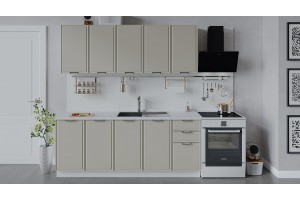 Кухонный гарнитур Белладжио длиной 200 см Белый, Софт панакота