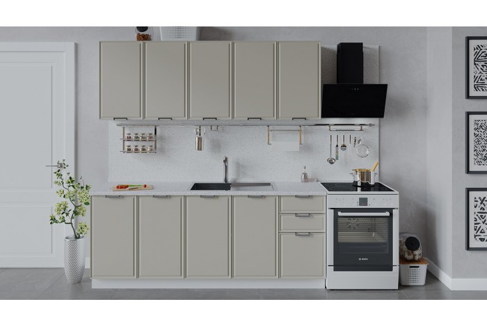 Кухонный гарнитур «Белладжио» длиной 200 см Белый, Софт панакота