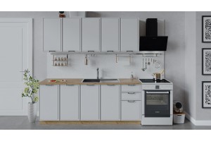 Кухонный гарнитур Белладжио длиной 200 см Дуб Крафт золотой, Фон белый