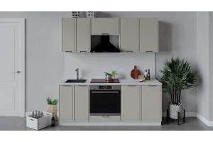 Кухонный гарнитур Белладжио длиной 200 см со шкафом НБ Белый, Софт панакота