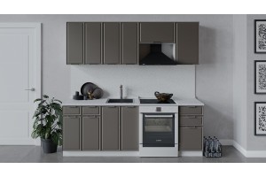 Кухонный гарнитур Белладжио длиной 220 (160) см Белый, Софт капучино