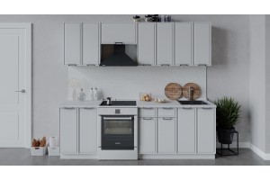 Кухонный гарнитур Белладжио длиной 240 (180) см Белый, Фон белый