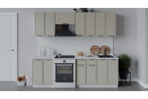 Кухонный гарнитур Белладжио длиной 240 (180) см Белый, Софт панакота