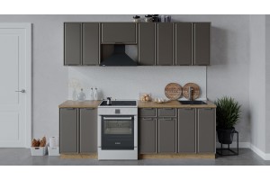 Кухонный гарнитур Белладжио длиной 240 (180) см Дуб Крафт золотой, Софт капучино