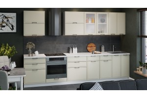 Кухонный гарнитур Белладжио №1 320 см Белый, Софт панакота