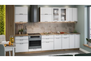 Кухонный гарнитур Белладжио №1 320 см Дуб Крафт золотой, Фон белый