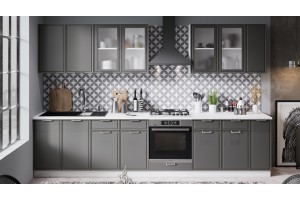 Кухонный гарнитур Белладжио №2 330 см Белый, Софт графит