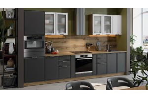 Кухонный гарнитур Белладжио №3 350 см Дуб Крафт золотой, Фон белый, Софт графит