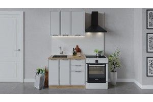 Кухонный гарнитур Белладжио длиной 100 см Дуб Крафт золотой, Фон белый