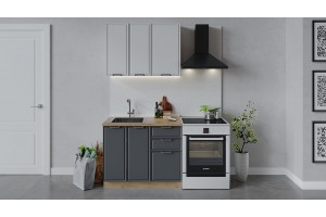 Кухонный гарнитур Белладжио длиной 100 см Дуб Крафт золотой, Фон белый, Софт графит