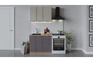 Кухонный гарнитур Белладжио длиной 100 см Дуб Крафт золотой, Софт панакота, Софт капучино