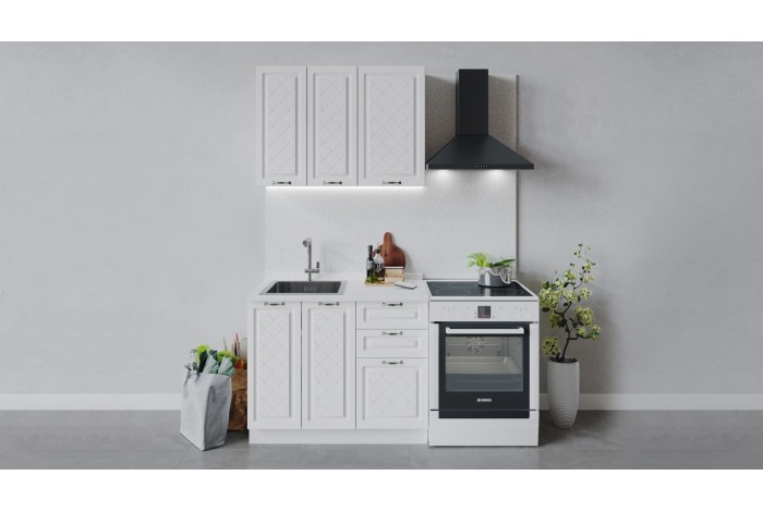 Кухонный гарнитур «Бьянка» длиной 100 см Белый, Дуб белый