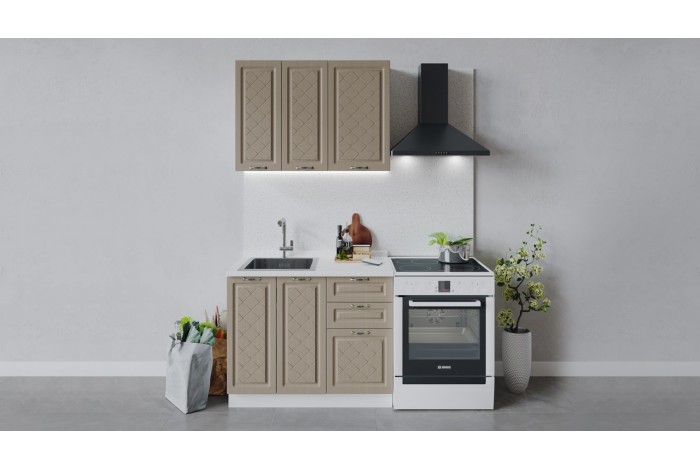 Кухонный гарнитур «Бьянка» длиной 100 см Белый, Дуб кофе