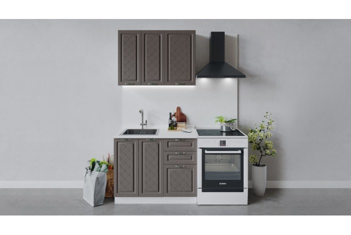 Кухонный гарнитур «Бьянка» длиной 100 см Белый, Дуб серый