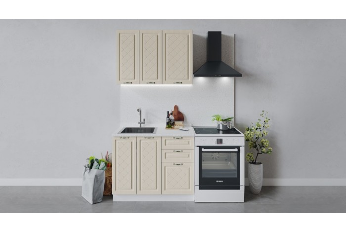 Кухонный гарнитур «Бьянка» длиной 100 см Белый, Дуб ваниль