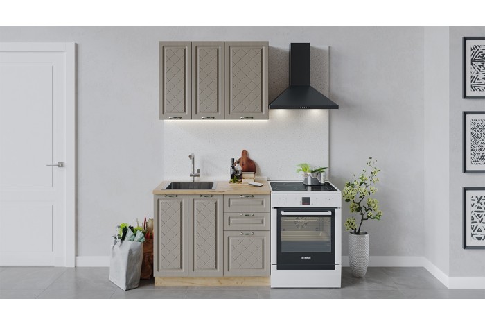 Кухонный гарнитур «Бьянка» длиной 100 см Дуб Крафт золотой, Дуб кофе