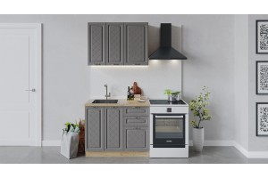 Кухонный гарнитур Бьянка длиной 100 см Дуб Крафт золотой, Дуб серый