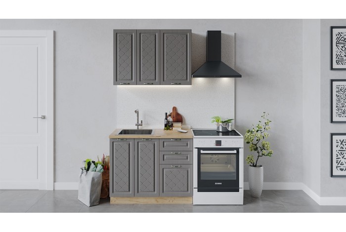 Кухонный гарнитур «Бьянка» длиной 100 см Дуб Крафт золотой, Дуб серый