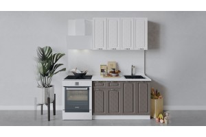 Кухонный гарнитур Бьянка длиной 120 см Белый, Дуб белый, Дуб серый