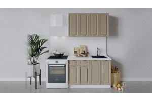 Кухонный гарнитур Бьянка длиной 120 см Белый, Дуб кофе