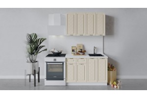 Кухонный гарнитур Бьянка длиной 120 см Белый, Дуб ваниль