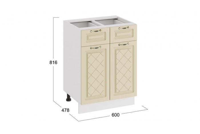 Кухонный гарнитур «Бьянка» длиной 120 см Белый, Дуб ваниль