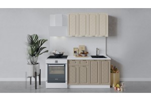 Кухонный гарнитур Бьянка длиной 120 см Белый, Дуб ваниль, Дуб кофе