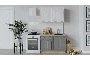 Кухонный гарнитур Бьянка длиной 120 см Дуб Крафт золотой, Дуб белый, Дуб серый