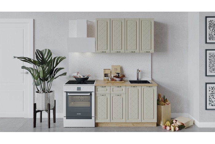 Кухонный гарнитур «Бьянка» длиной 120 см Дуб Крафт золотой, Дуб ваниль