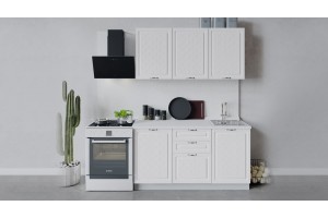 Кухонный гарнитур Бьянка длиной 150 см Белый, Дуб белый