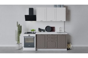 Кухонный гарнитур Бьянка длиной 150 см Белый, Дуб белый, Дуб серый