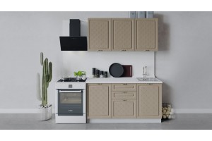 Кухонный гарнитур Бьянка длиной 150 см Белый, Дуб кофе