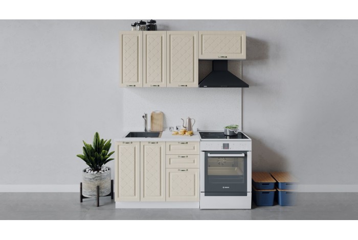 Кухонный гарнитур Бьянка длиной 160 (100) см Белый, Дуб ваниль