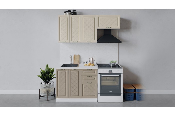 Кухонный гарнитур Бьянка длиной 160 (100) см Белый, Дуб ваниль, Дуб кофе