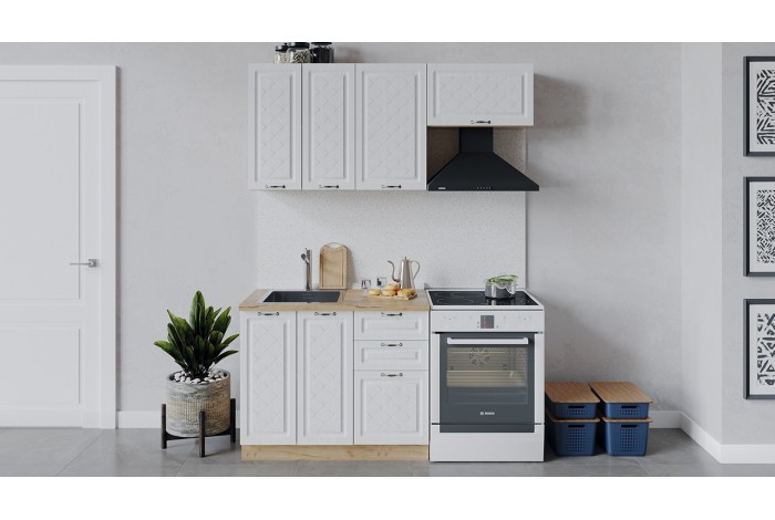 Кухонный гарнитур Бьянка длиной 160 (100) см Дуб Крафт золотой, Дуб белый