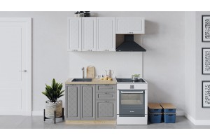 Кухонный гарнитур Бьянка длиной 160 (100) см Дуб Крафт золотой, Дуб белый, Дуб серый