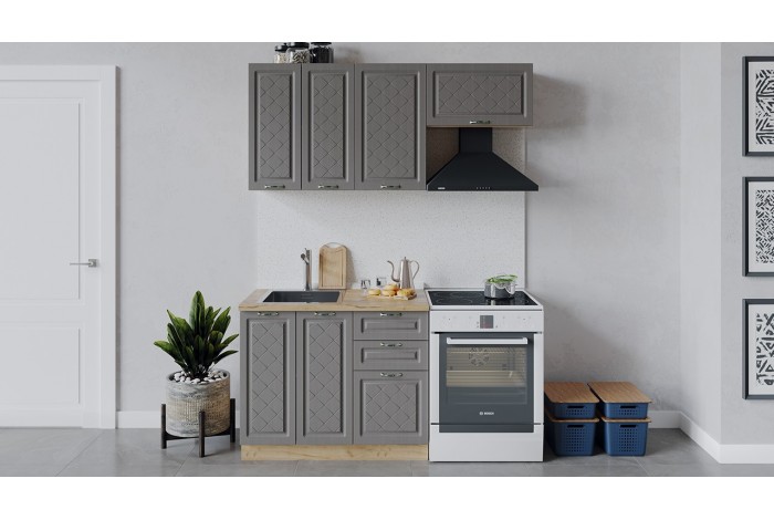 Кухонный гарнитур Бьянка длиной 160 (100) см Дуб Крафт золотой, Дуб серый