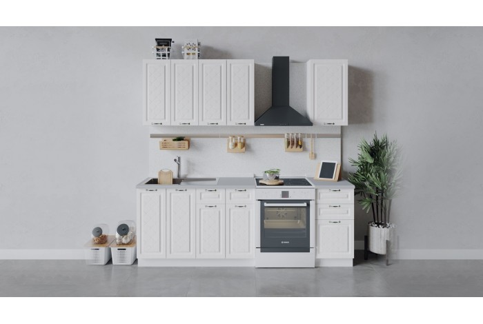 Кухонный гарнитур «Бьянка» длиной 160 см Белый, Дуб белый