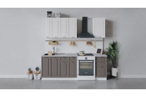 Кухонный гарнитур Бьянка длиной 160 см Белый, Дуб белый, Дуб серый