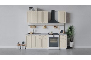 Кухонный гарнитур Бьянка длиной 160 см Белый, Дуб ваниль