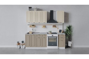 Кухонный гарнитур Бьянка длиной 160 см Белый, Дуб ваниль, Дуб кофе