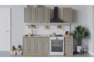 Кухонный гарнитур Бьянка длиной 160 см Дуб Крафт золотой, Дуб кофе