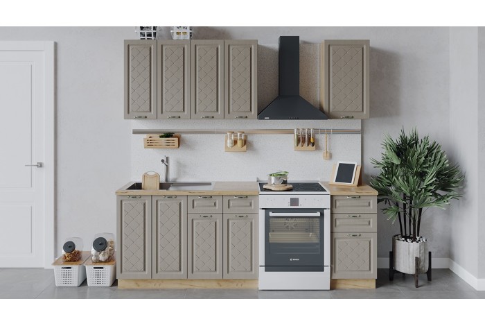 Кухонный гарнитур «Бьянка» длиной 160 см Дуб Крафт золотой, Дуб кофе