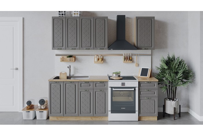 Кухонный гарнитур «Бьянка» длиной 160 см Дуб Крафт золотой, Дуб серый